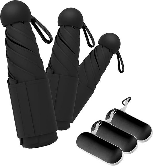 Travel Mini Umbrella Compact Small & Lightweight, UV Rain Protection, Pocket-Sized Folding Umbrellas with Quickdraw & Case for Men Women & Kids Backpack