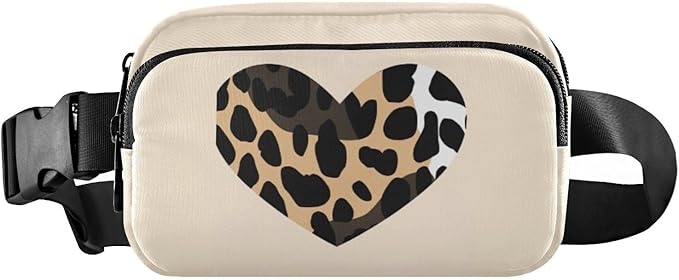 Leopard Heart Fanny Pack for Women Men Water Resistant Fashion Waist Packs with Adjustable Strap Belt Bag for Travel Workout Jogging Hiking 21217966