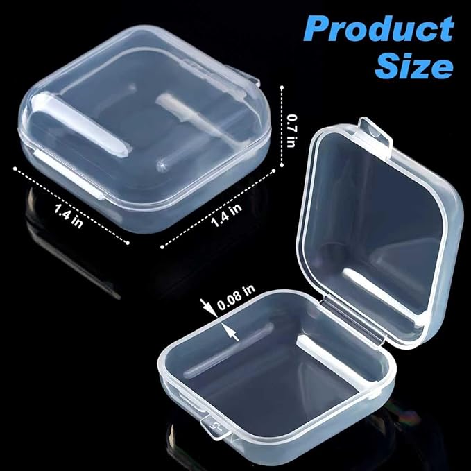 10Pcs Ear Plug Case, Mini Plastic Earplug Containers, 1.8mm Square Box with Hinged Lids for Small Item Craft, Beads, Necklaces, Ear Studs, Rings