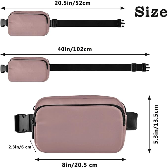 Fanny Pack for Women Men Water Resistant Fashion Waist Packs with Adjustable Strap Belt Bag for Travel Workout Jogging Hiking Rosy Brown