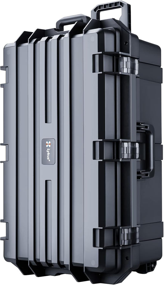 Lykus HC-7530 Large Waterproof Hard Case with Wheels and Customizable Foam, Interior Size 29.5x17.7x11.8 inch, Suitable for cameras, lenses, electronic equipment and more