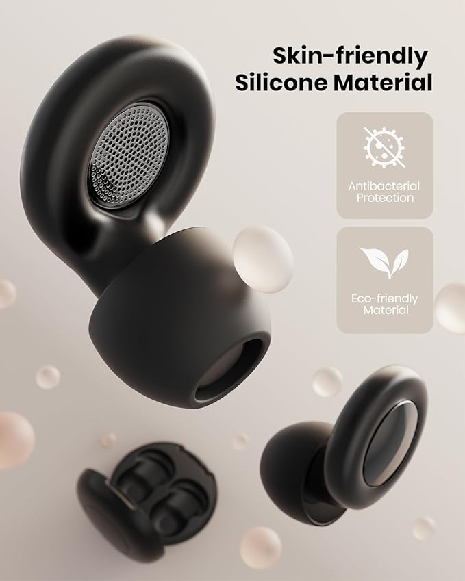 Ear Plugs for Sleeping Noise Cancelling, Reusable Silicone Ear Plugs for Noise Reduction with 8 Ear Tips, Earplugs for Sleep, Concerts, Travel, Snoring (Black + Black, One Size)