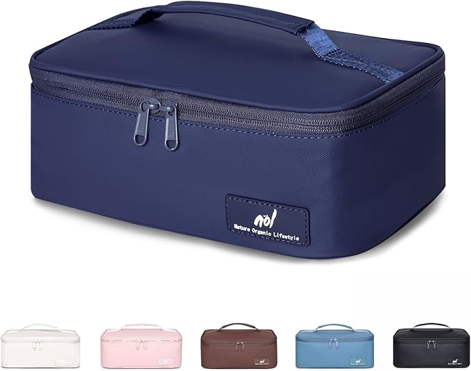 NOL Natural Organic Lifestyle Insulated Lunch Bag for Adults – Compact Cooler Lunch Box with Food-Grade Lining, Waterproof Lunch Bag for Work, Travel | Portable Thermal Meal Tote with Handle,Navy blue