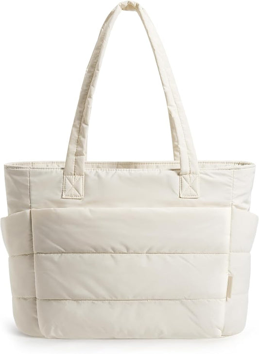 BAGSMART Tote Bag for Women, Lightweight Puffy Tote Bag with Compartments Shoulder Bag Handbag for Travel, Work, Gym | Lightweight, Puffy, Quilted, for Travel, Work