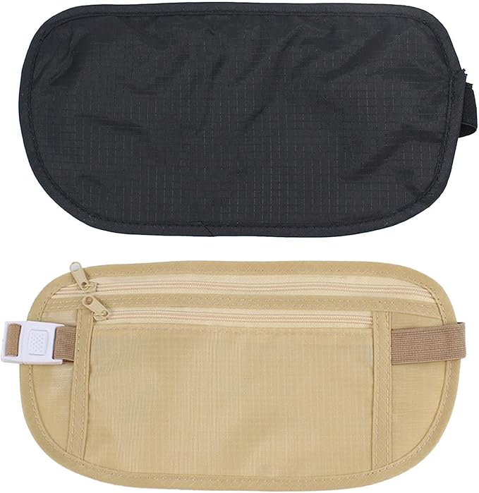 Thin Profile Money Belt Secure Travel Money Belt Bag Blocking Wallets Anti-Theft Passport Pouch Fanny Pack