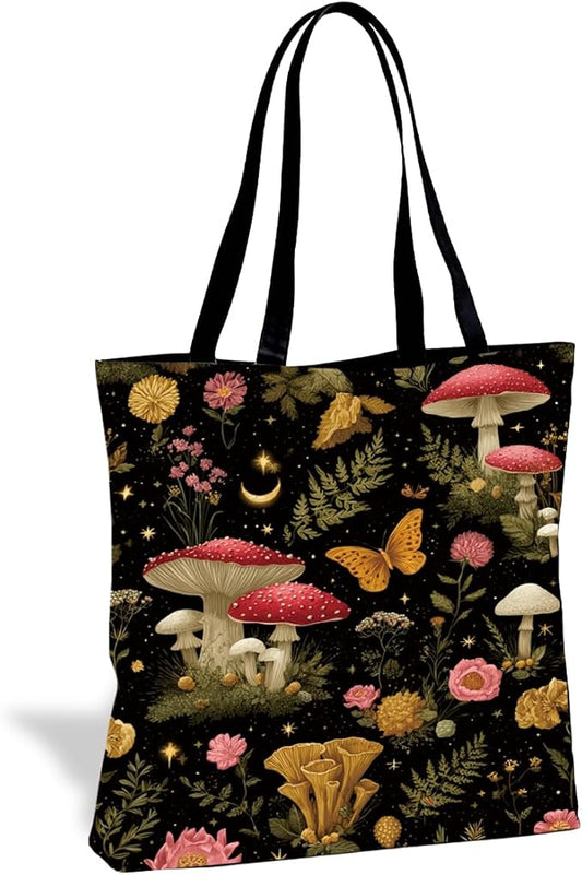 Canvas Tote Bag for Women, Vintage Print Handbag, Aesthetic Shopping Bag for Work Travel Beach, Everyday Shoulder Tote