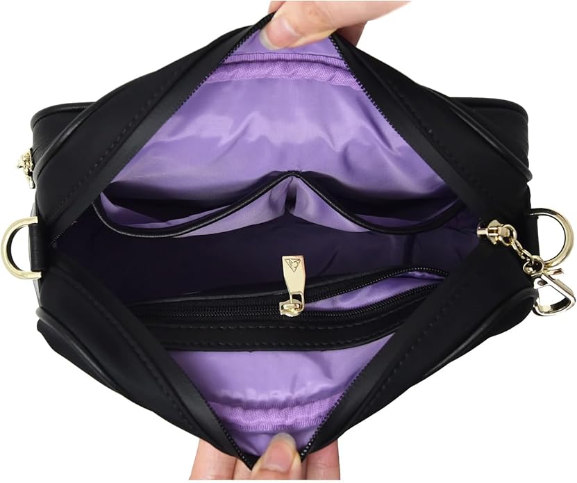 Womens Anti-Theft Water-Proof Travel Crossbody Bag with Slash-Resistant Faux Leather & Locking Clasps Strap
