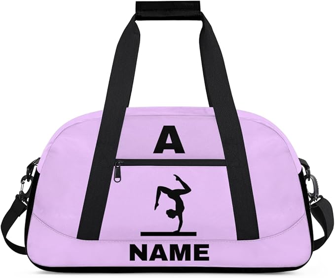 Personalize-Kids-Sports-Duffel-Bags With Custom Name Text Carry-On Overnight Travel Gym Lightweight Dance Pattern Sports Bags For Girls Boys Kids,Lilac 1