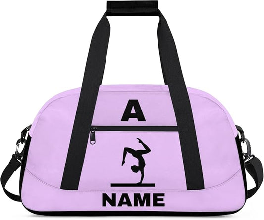 Personalize-Kids-Sports-Duffel-Bags With Custom Name Text Carry-On Overnight Travel Gym Lightweight Dance Pattern Sports Bags For Girls Boys Kids,Lilac 1