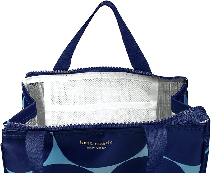 Kate Spade New York, Portable Soft Cooler Lunch Bag with Silver Insulated Interior Lining and Storage Pocket, Joy Dot