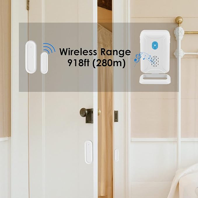 GREENCYCLE Wireless Door Open Chime - 1 Magnetic Door Alarm Sensor, Battery Operated, Can't Be Used Alone, Must Be Used with Receiver or Doorbell Set(B07H5GCSTM, B07H5H7215,B0DFWPMPKN,B0DKXZSZV6)