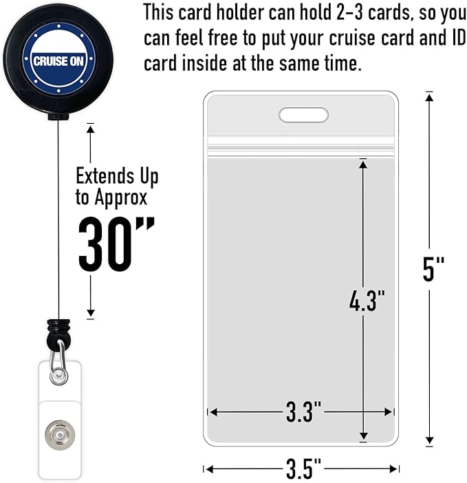 Cruise On Cruise Lanyard for Ship Cards – 2-Pack Retractable Badge & Waterproof Key Card Holder for Ship Cards – Cruise Essentials 2026-2027, Perfect for Travel & Vacation (Blue & White)