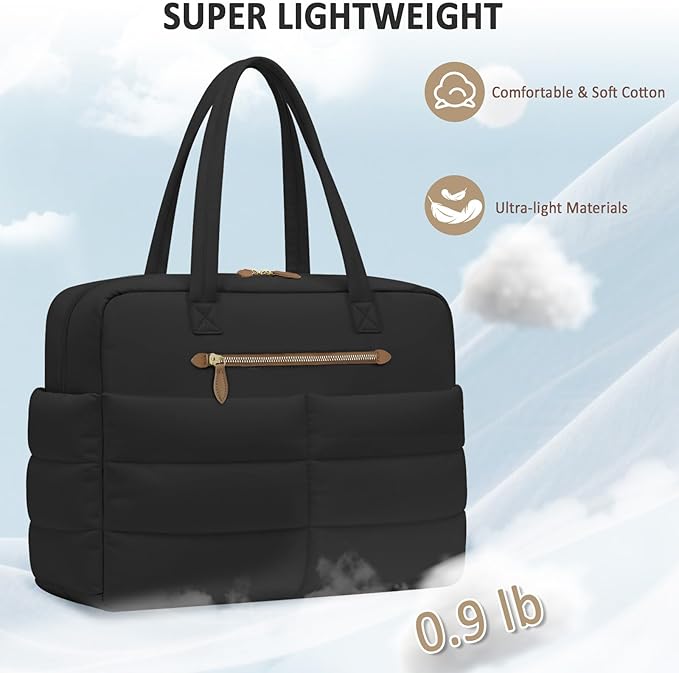 Travel Duffel Bags, Personal Item Travel Bag, Weekender Bags for Women Men Workout Duffle Gym Overnight Bag Foldable Lightweight Tote Carry On Hospital Bag, Black