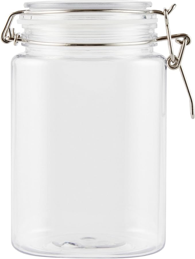 Met Lux 43 Ounce Hinged Food Storage Jars, 20 Airtight Jars With Lids - Rubber Gasket, Wide Mouth, Clear Plastic Square Canisters, Freezable, For Kitchen And Pantry Storage - Restaurantware