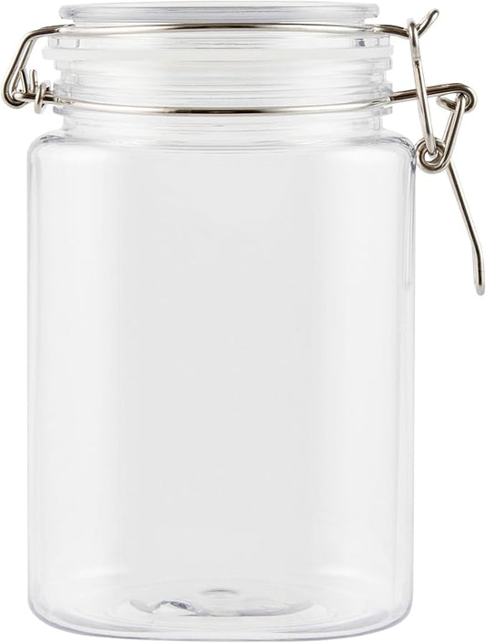 Met Lux 43 Ounce Hinged Food Storage Jars, 20 Airtight Jars With Lids - Rubber Gasket, Wide Mouth, Clear Plastic Square Canisters, Freezable, For Kitchen And Pantry Storage - Restaurantware