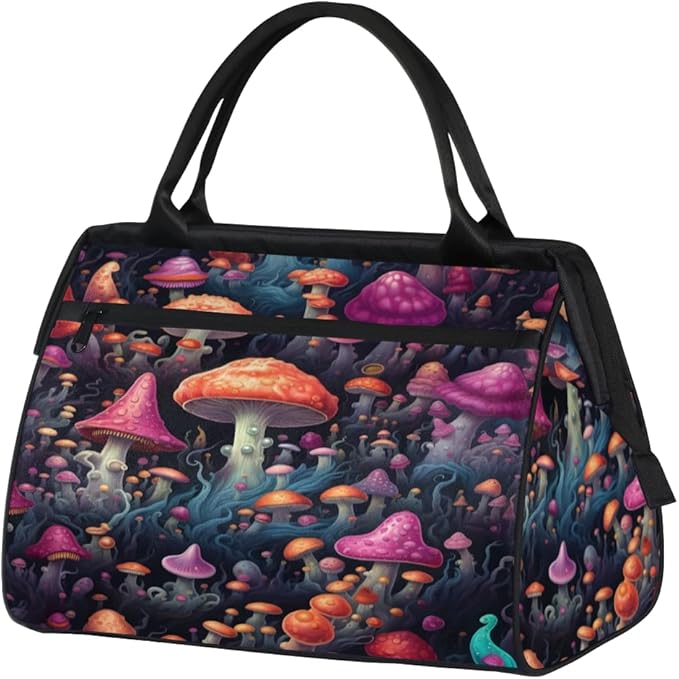 Boho Mushroom Overnight Weekender Bag for Women Men Travel Duffel Bags Waterproof Luggage Carry on Sports Yoga Gym Bag
