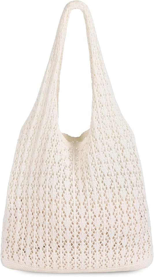 Sightor Crochet Tote Bag, Mesh Beach Bag Knit Summer Hobo Bag Vacation Boho Tote Bag for Women