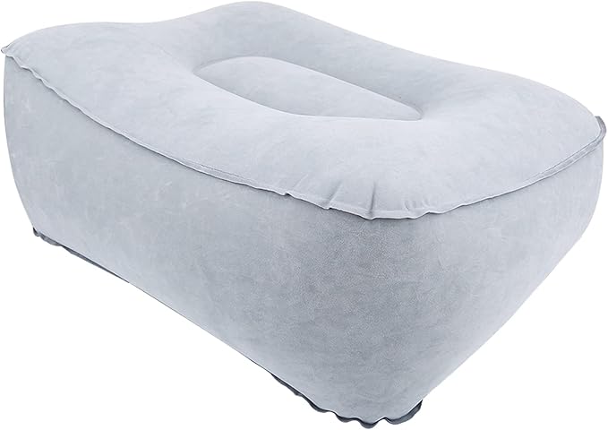 Inflatable Travel Foot Rest Pillow, Airplane Bed, PVC Material, Grey Blue, Special Feature: Inflatable, for Travel, Office, Home, Health/Wellness