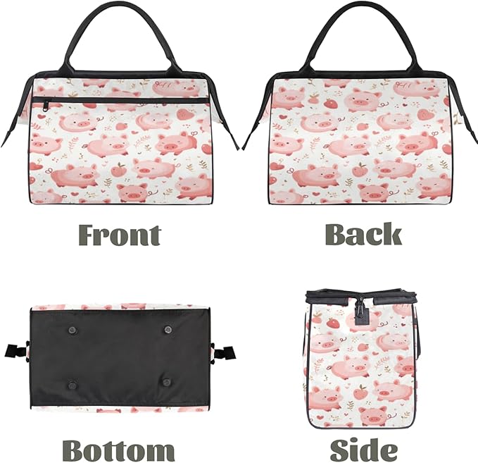 Pink Pig Overnight Weekender Bag for Women Men Travel Duffel Bags Waterproof Luggage Carry on Sports Yoga Gym Bag