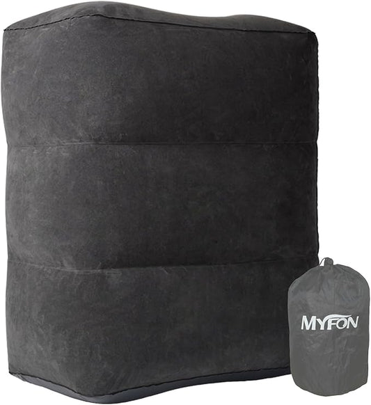 Inflatable Travel Foot Rest Pillow, Adjustable Height Leg Rest Pillow for Cars, Home, Office, Trains, Airplane, Make a Flat Bed for Baby, Kids, Toddlers, Grey, 1 Pack