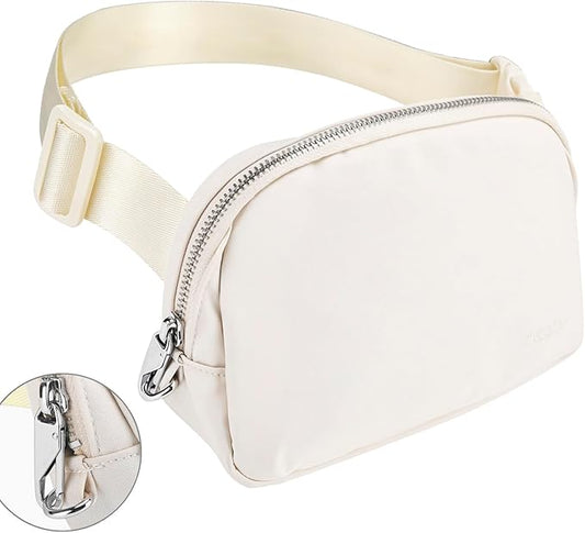 Anti Theft Belt Bag, Fanny Packs for Women Travel, Locking Waist Crossbody Bag with Adjustable Strap & Back Pocket, Fashion for Teens Trip, Gym, Workout - Beige