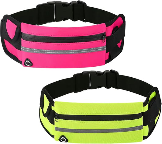Anti-Theft Invisible Waist Bag, Anti-Theft Money Belt Multifunctional Outdoor Sports Waist Bag for Sports, Travel & Daily Use (Rose Red+Green)