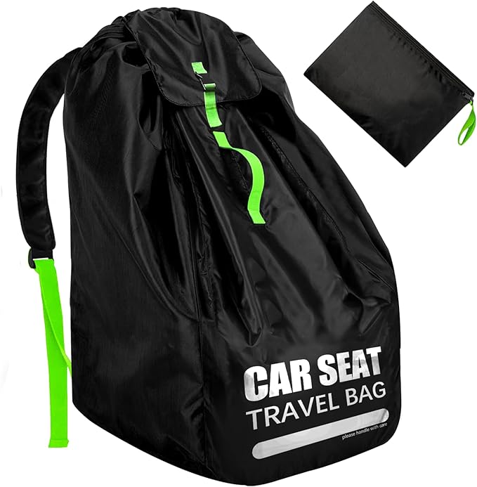 Car Seat Travel Bag for Airplane, Large Car Seat Bags for Air Travel with Padded Straps, Gate Check Storage Bag/Backpack for Car Seat Airport, Carseat Cover Travel - Baby Travel Essentials for Flying