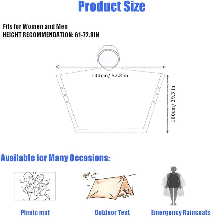 HLKZONE Rain Ponchos for Adults, [Pack of 2] Portable EVA Rain Coat Rain Jacket Reusable Raincoats with Drawstring Hood
