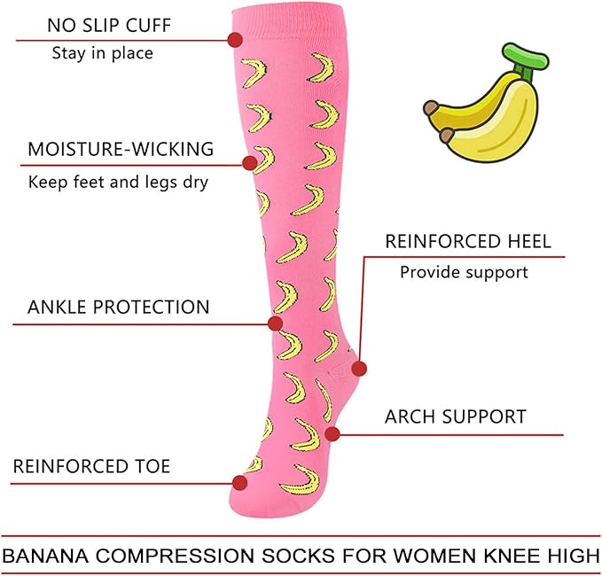 Junely Compression Socks for Women Knee High Socks for Running Nurses Pregnant Women Work Support Travel Flight Sports