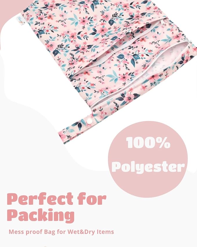 Wet Dry Bags 3 Pack Two Zipper Pockets Travel Beach Pool Reusable Waterproof Yoga Gym Bag for Baby Cloth Diaper Swimsuits Wet Clothes 3L02