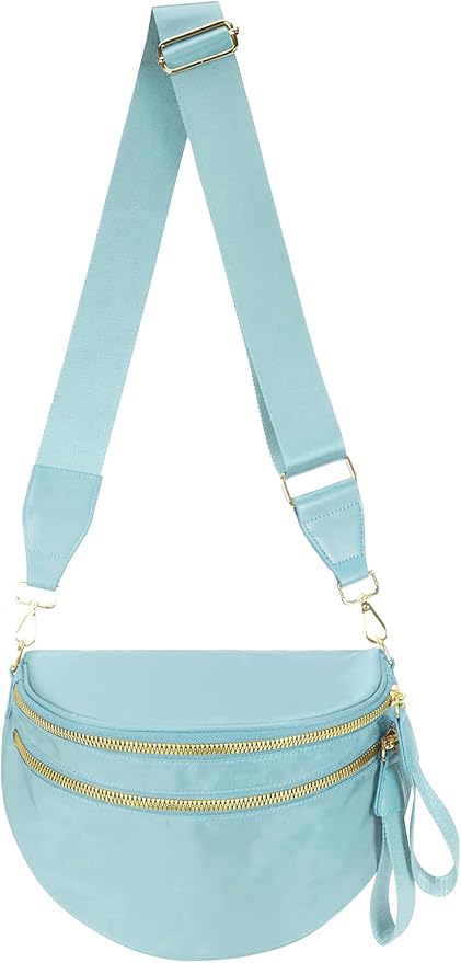 Pure Colour Crossbody Bag Bum Bag for Women,Spacious Purse Fanny Packs Belt Bag,Oversized Bum Bag (Colour Bum Bag-Ice Blue)