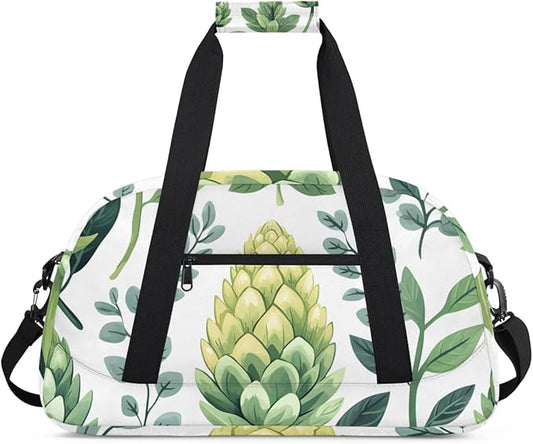 Green Leaves And Fruits Kids-Duffel-Bags Gymnastics Dance Bag Carry-On Overnight Travel Gym Lightweight Dance Sports Bags For Girls Boys Kids，