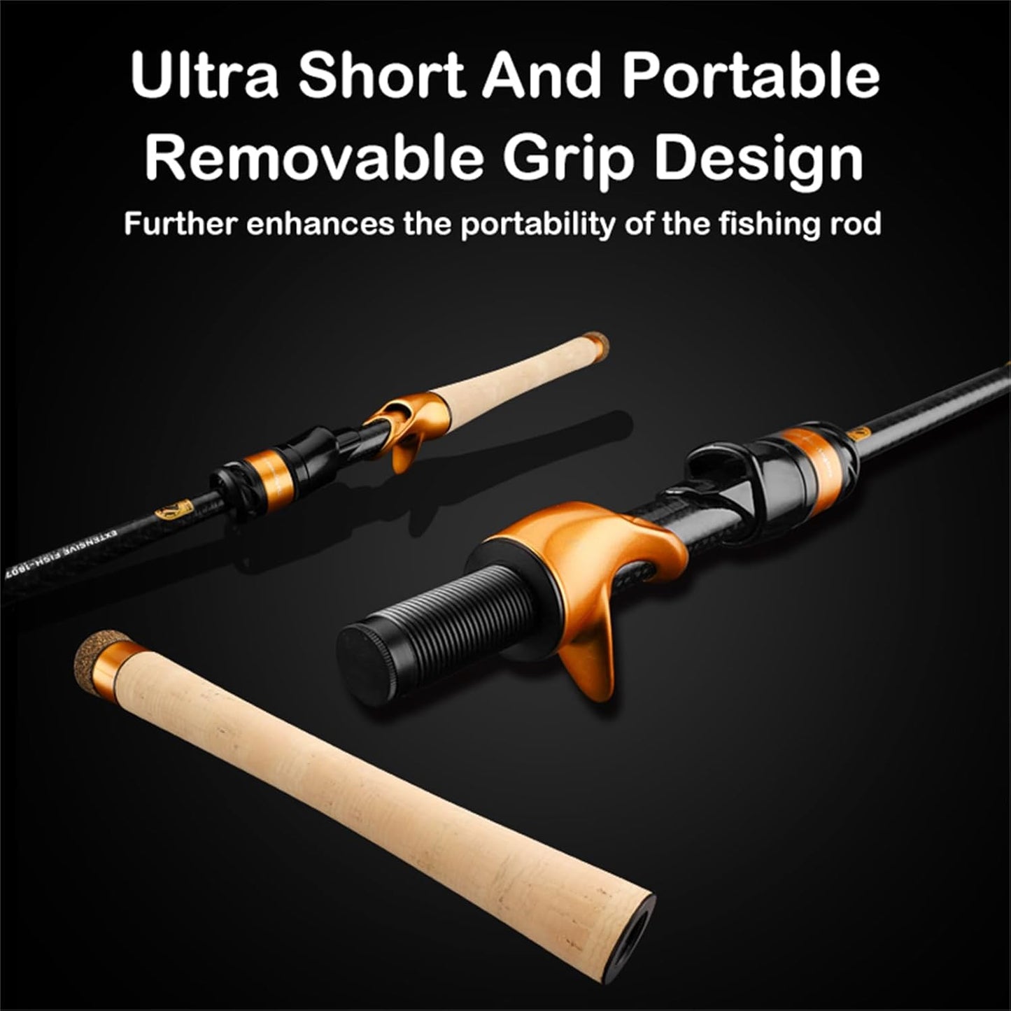 PURELURE Travel Telescopic Fishing Rods, Short Collapsible Fishing Pole Spinning Casting, 24+30 Ton Carbon Fiber, GUJI New O-Ring, Detachable Cork Handle, Multi-Action Guide Ring System