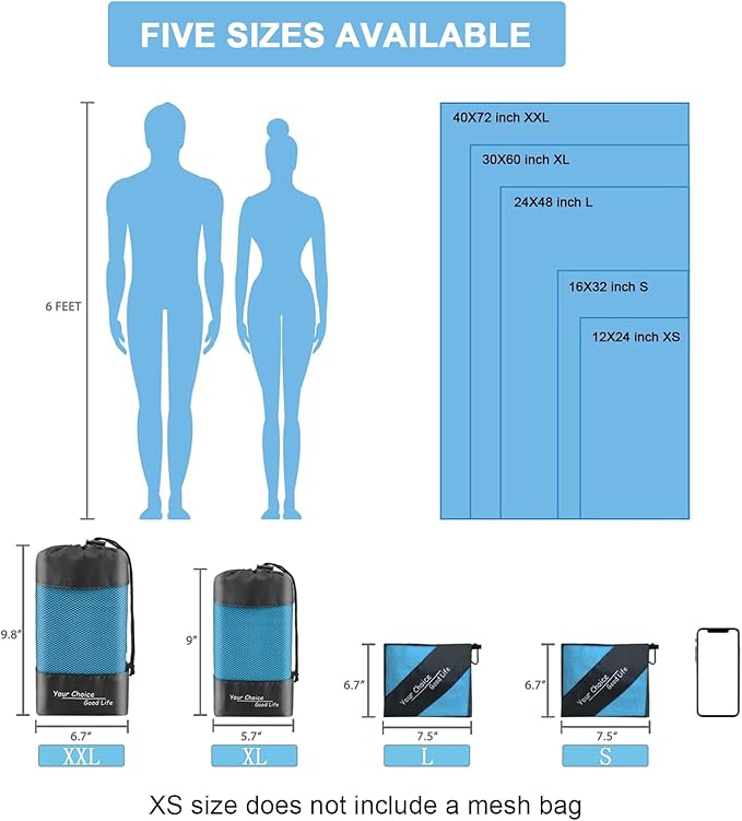 Your Choice Quick Dry Towel - Super Absorbent Microfiber for Gym, Travel, Camping | Ultra Compact & Lightweight