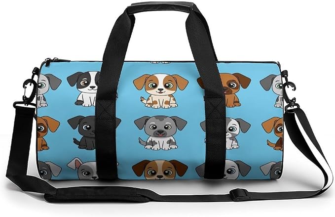Weekender Carry on Beach Yoga Overnight Luggage Bag Gym Sports Travel Workout Bag Overnight Bags (Blue Dog Prints Funny)