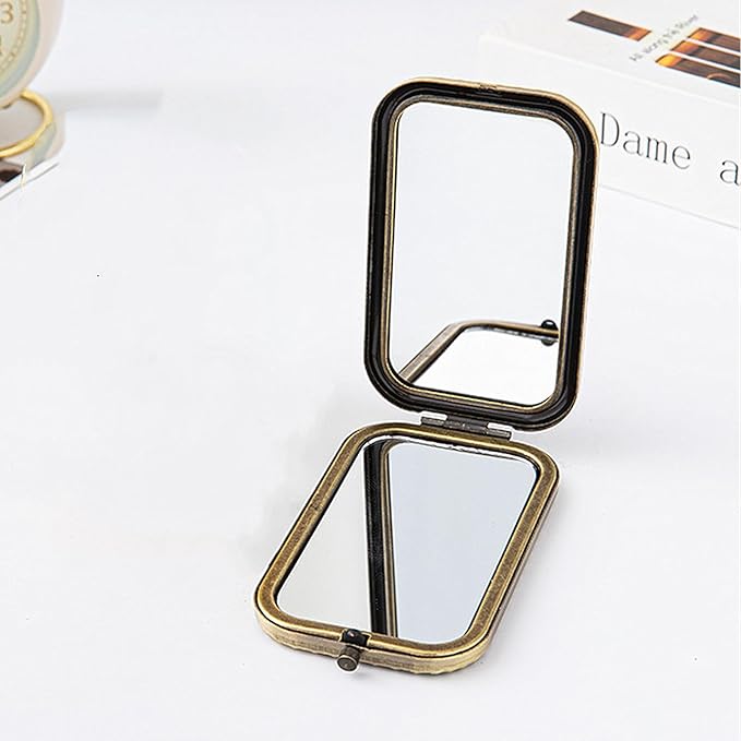TANG SONG 6PCS Vintage Peacock Pattern Cosmetic Makeup Pocket Purse Magnification Jewel Mirror (6 Different Patterns)