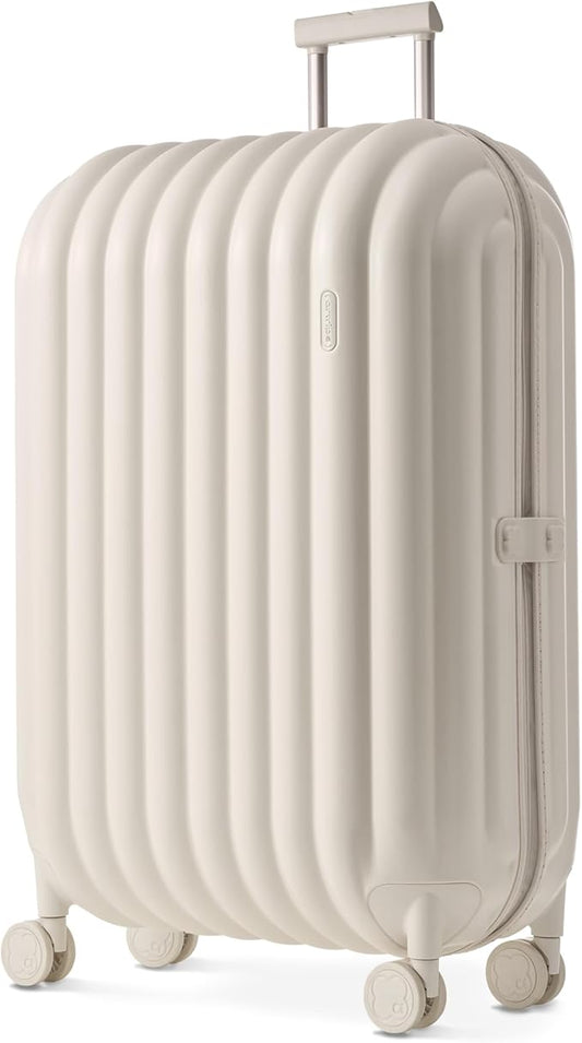 artrips Bread Design 28 inch Suitcase, Lightweight Hardside Luggage with 8 Spinner Wheels, PC TSA Lock, 98L, White
