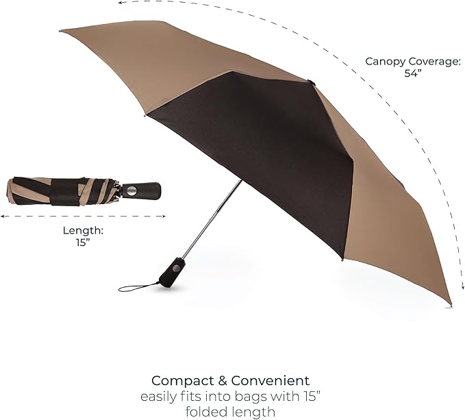 Totes Folding Golf Umbrella Water Repellant, Auto Open/Close, UV Sun Protection, 54-Inch, Navy/White