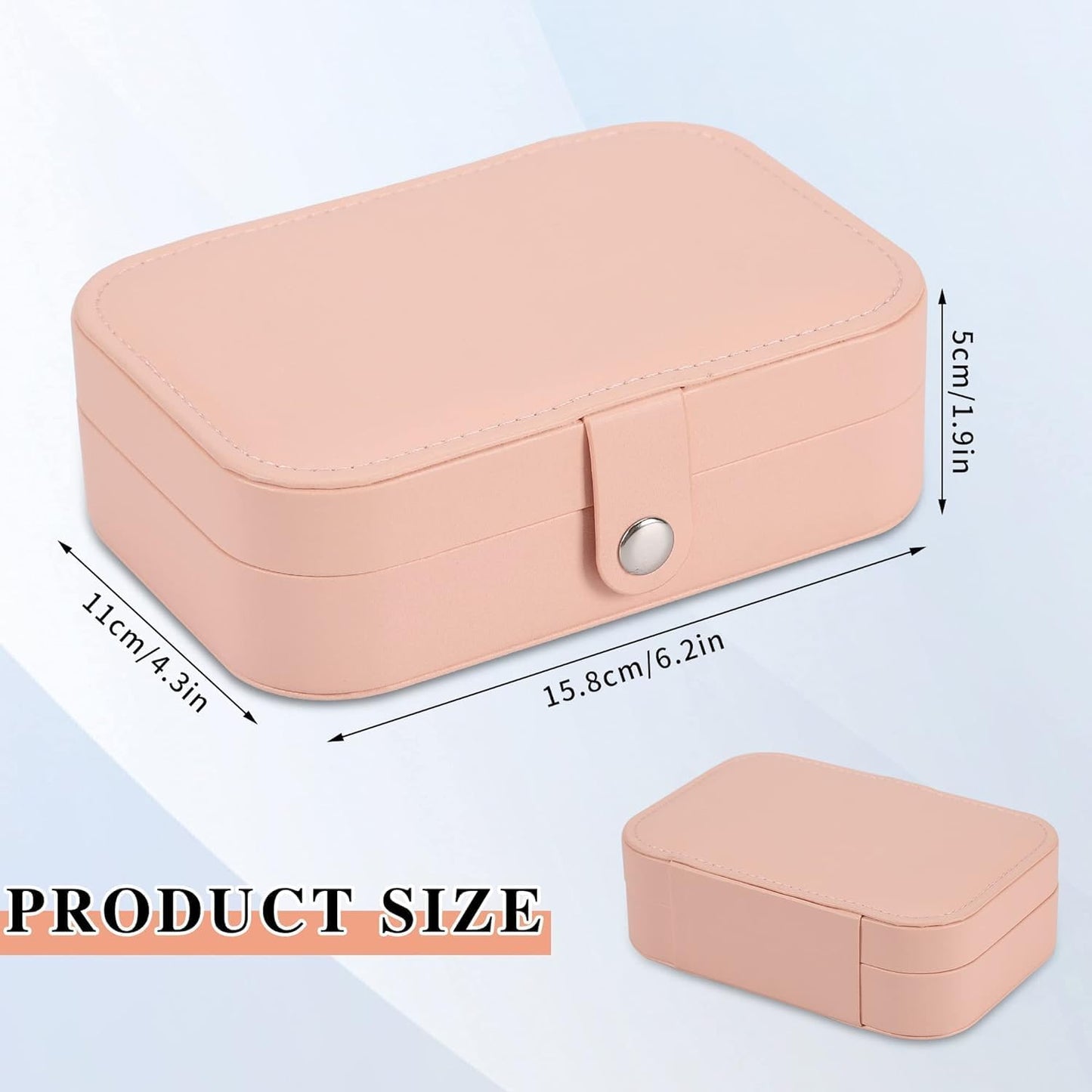Travel Jewelry Box, PU leather Small Jewelry Organizer For Female Girls, double layer portable mini travel case for storing earrings, rings, necklaces.(pink 2pcs)