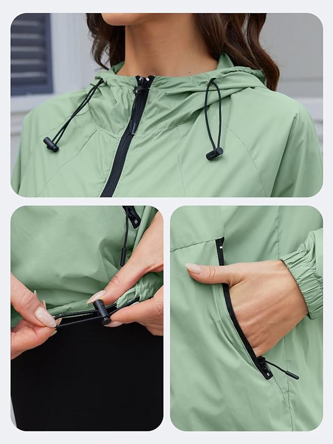 Packable Rain Jacket Women Waterproof Lightweight Jacket With Hood Womens Windbreaker Jacket S-XXL
