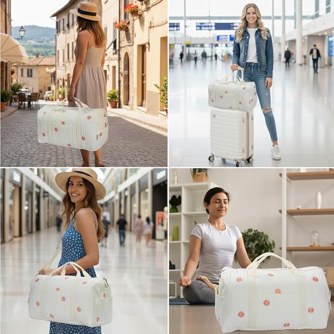 Women’s Travel Duffel Bag – Large Weekender & Overnight Travel Bag with Wet Pocket, Carry-On Friendly, Ideal as Hospital or Maternity Bag for Labor and Delivery