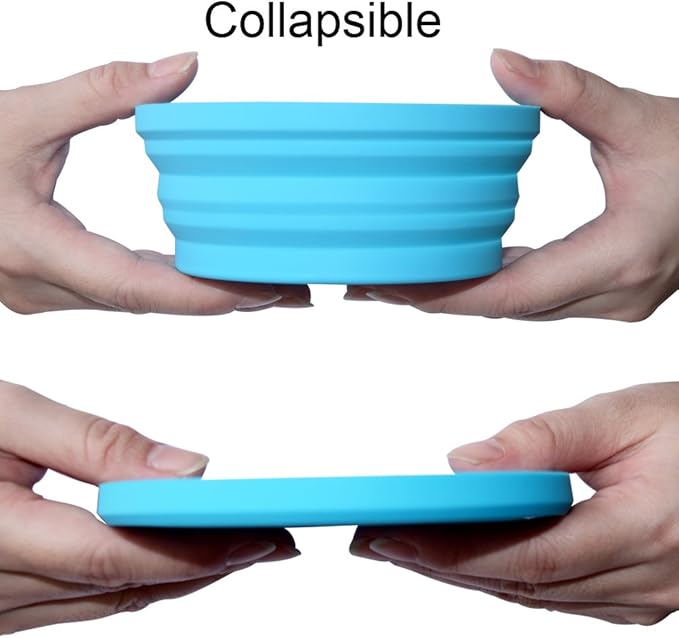 Ecoart Silicone Expandable Collapsible Bowl for Travel Camping Hiking, Blue (1 Pack)