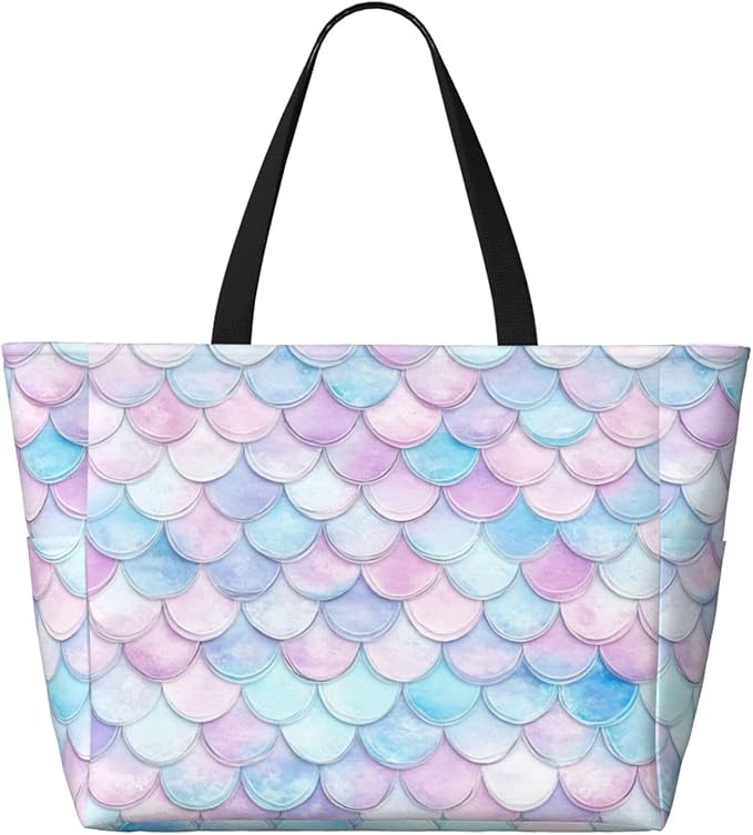 Large Beach Bag for Women Waterproof Foldable Travel Shoulder Tote Bag with Pocket for Weekender Pool Vacation
