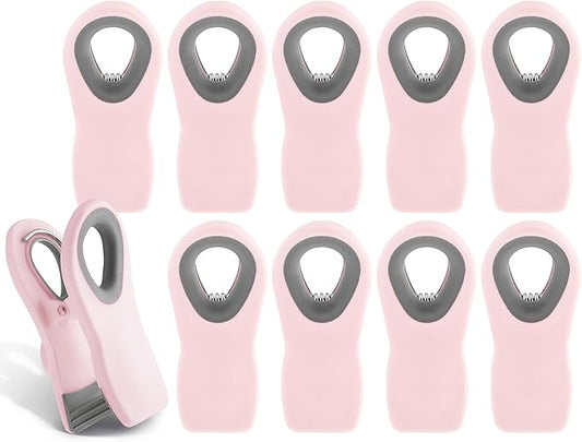 COOK WITH COLOR Bag Clips with Magnet- Food, Chip, Bag for Food Storage with Airtight Seal Grip for Bread, Snack and Food Bags (Pink, Pack of 10)
