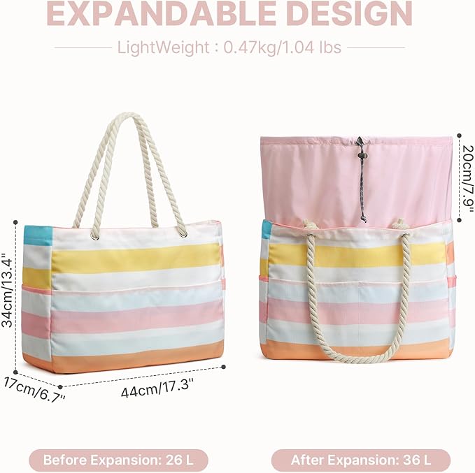 G4Free Canvas Beach Bag Waterproof Sandproof Large Beach Tote Bags for Women Pool Swim Travel Grocery
