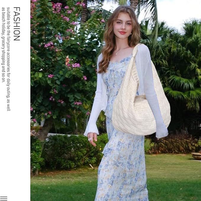 Large Beach Bags for Women Summer Beach Tote Bag Aesthetic Tote Bag Hippie Bag Knit Bag