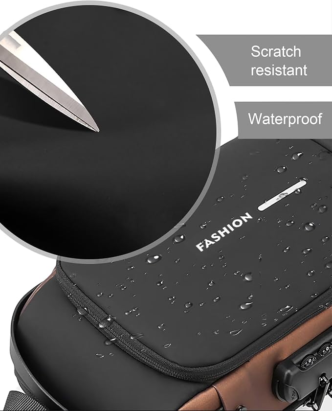 Sling Bag for Men Women, Black Anti-theft Crossbody Bags with USB Charging Port Waterproof Crossbody Sling Backpack Shoulder Bag for Hiking Cycling Running Travel