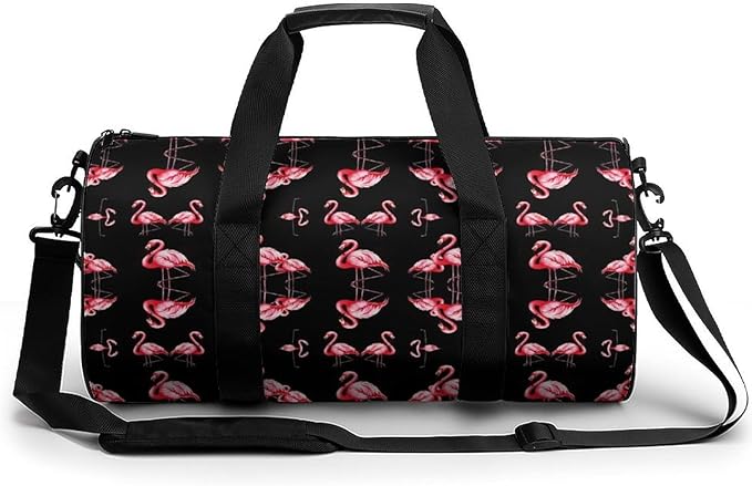 Unisex Foldable Gym Bag Pink Flamingo Art Lightweight Travel Sports Bag Workout Yoga Dance Bags Overnight Weekender Bags