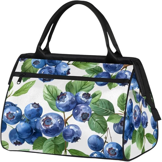 Fruit Blueberries Overnight Weekender Bag for Women Men Travel Duffel Bags Waterproof Luggage Carry on Sports Yoga Gym Bag
