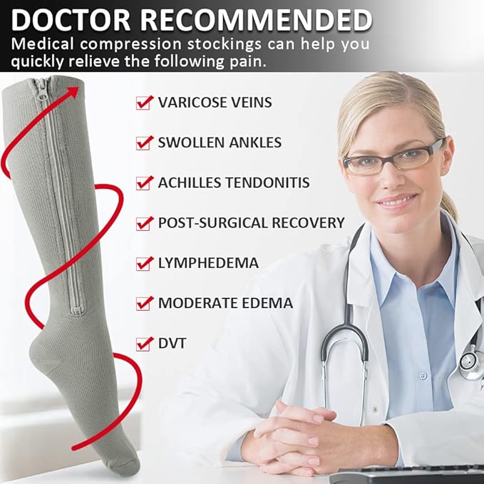 Ailaka Medical 15-20 mmHg Zipper Compression Socks Women Men